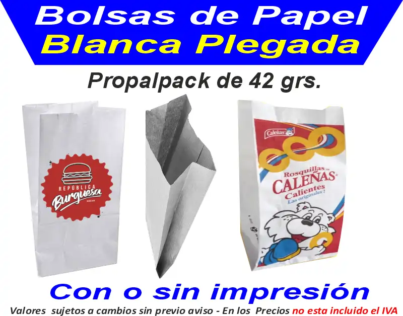 bolsa de papel blanca con plegada, bogota, colombia